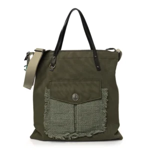 Chanel Stitched Cuba Patchwork Canvas & Tweed Large Crossbody Shopper Tote Khaki Lushentic Grade Bags