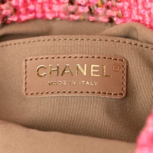 Chanel Wool Tweed Medium Elegant Backpack Pink and Brown logo